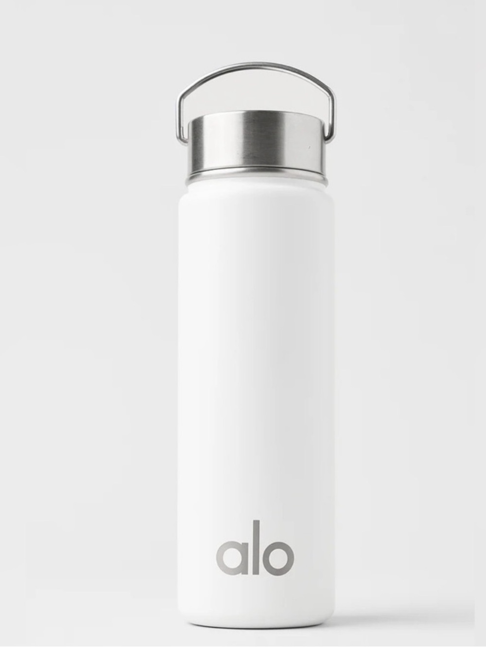 ALO Yoga White Insulated Bottle with Silver Cap